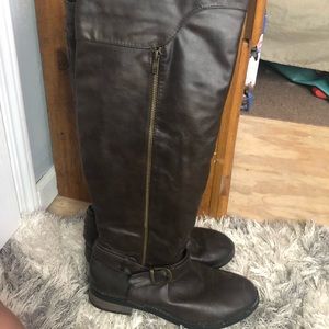 Charlotte Russe brown leather knee high boots